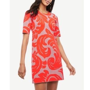 Ann Taylor Orange Fan Leaf Sweater Dress